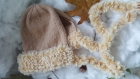 Bonnet capuche bordure et lien en laine aspect fourrure t 2/5 ans