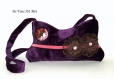 Besace velours bohème femme,sac pochette bandoulière,sac bohème violet créateur,réalisé à la main