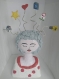 Buste de femme penseuse, fait main, décoration unique, papier mâché, 51 cm de haut