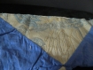 Trousse plate en tissu beige et bleu 
