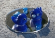 Miniature artisanale duo d'oiseaux bleu