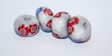Perles polymère fleuries, rondelles type pandora / la paire