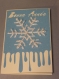 Carte de voeux bonne année en 3d étoile de neige et papier à paillettes blanc cassé bleu fait-main 