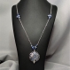 Collier sautoir sodalite chouette - Élégance wicca féérique avec perles en pierre fine