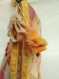Sac bandoulière - sac fourre-tout en pastels de jaune et mauve et grosses fleurs 
