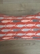 Housse de coussin poissons rectangle 30x50 cm, tissu coton épais imprimé de poissons rose corail, pour donner une touche bord de mer à votre intérieur