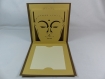 Carte visage de bouddha en relief kirigami 3d couleur marron taupe, caramel et ivoire