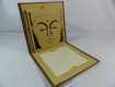 Carte visage de bouddha en relief kirigami 3d couleur marron taupe, caramel et ivoire