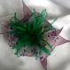 Grande barrette fleur en tissu & plumes et perles 180*