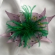 Grande barrette fleur en tissu & plumes et perles 180*