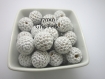 5 perles en crochet 17mm coloris gris perle