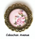 B3.465 bijou femme papillon pivoine rose blanche broche épingle filigrane bijou fantaisie bronze cabochon verre fleurs d'asie asiatique chine chinoise japon japonaise (série 1) 