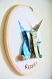 Tambours lapin en origami, bleu et beige, prénom à personnaliser