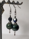 Boucles d'oreilles bleu/vert en céramique raku