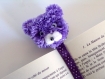 Marque-pages pompon animaux - ours violet