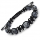 Bijoux haut de gamme bracelet homme style shamballa perles Ø 10mm pierre naturelle agate onyx mat noir 