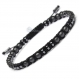 Élégant bracelet style shamballa homme perles Ø 4mm en pierre naturelle hématite noir et gris mat fil nylon 