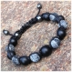Bracelet homme style shamballa perles Ø 10mm pierre naturelle agate onyx mat noir 