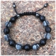 Bracelet homme style shamballa perles Ø 10mm pierre naturelle agate onyx mat noir 