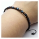 Elégant bracelet style shamballa homme/men's perles/beads + hématite cubes mate 3mm+ marron/bleu fil nylon 