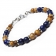 Magnifique bracelet homme/femme perles pierre naturelle jasper picasso 6mm lapis lazuli anneaux fermoir mousqueton métal 