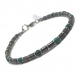 Élégant bracelet homme/men's perles tube 4x5mm pierres pierre hématite noir synthetic chrysocolla couleur turquoise fermoir 