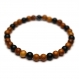 Bracelet homme/femme perles naturelle bois huanghuali marron Ø 6mm et perles agate noir mat (onyx) p117 