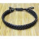 Bracelet homme style shamballa cuir vÉritable perles Ø 4mm pierre naturelle agate onyx mat noir p104 