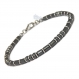 Élégant bracelet homme/men's perles tube 4x5mm pierres naturelles hématite noir fermoir mousqueton inox p65 