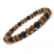 Bracelet homme/femme perles naturelle bois marron Ø 6mm et perles agate noir mat (onyx) p43_01 