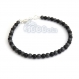 Elégant bracelet homme/men's perles agate noir mat hématite gris 4mm fermoir mousqueton 