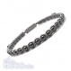Bracelet style shamballa homme/men's perles/beads + hématite noir 4mm+ fil gris nylon 