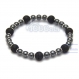Bracelet pour homme/men's perles lave volcanique noir + hematite disponible en 3 taille: s, m, l 