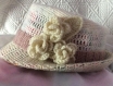 Chic et élégant chapeau au crochet de acrylique  pour femme décor petites roses de acrylique t54-56