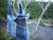 Grand sac en patchwork de jeans tons de bleu 