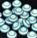 B37e1r / mercerie boutons vintages plastique cercle bleu blanc 14mm vendus à l'unité 