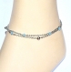 5935r / chaîne de cheville acier double rangs cristal bleu perle 22cm à 27cm bijou 