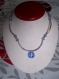 Collier tube métal perle bleue