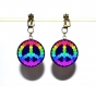 Boucles d’oreilles clips bronze avec cabochons synthétiques * peace and love * 2 