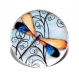 Bague argentée avec cabochon synthétique * libellule bleue et orange * 