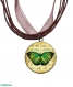 Bague bronze avec cabochon synthétique * papillon vert * 