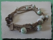 Bracelet lin & bronze perles céramique blanc et vert necklace fête des mères 