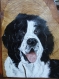 Peintre animalier : sur bois superbe tête de chien