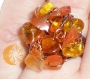 Bague ajustable en gemme: ambre et cornaline